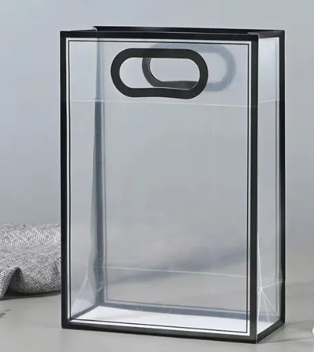 Manufacturer customized waterproof PVC handle bag transparent PP frosted plastic clothing bag promotional shopping gift bag