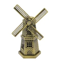 18cm(7 Inch) Antique Bronze Dutch Windmill Model Metal Figurine Furnishing Article Holland Windmill Home Decor Ornament