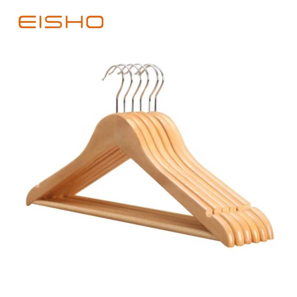 EISHO Factory Wholesale Custom-made Decorative Clothes Wooden Hanger Chinese Supplier Summer Wood Hangers