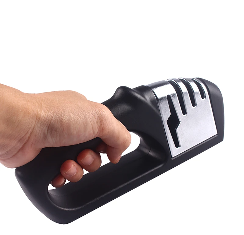 Kitchen Accessories Stainless Steel Plastic Handheld Knife and Scissors Sharpener Professional 4 Stage Kitchen Knife Sharpener