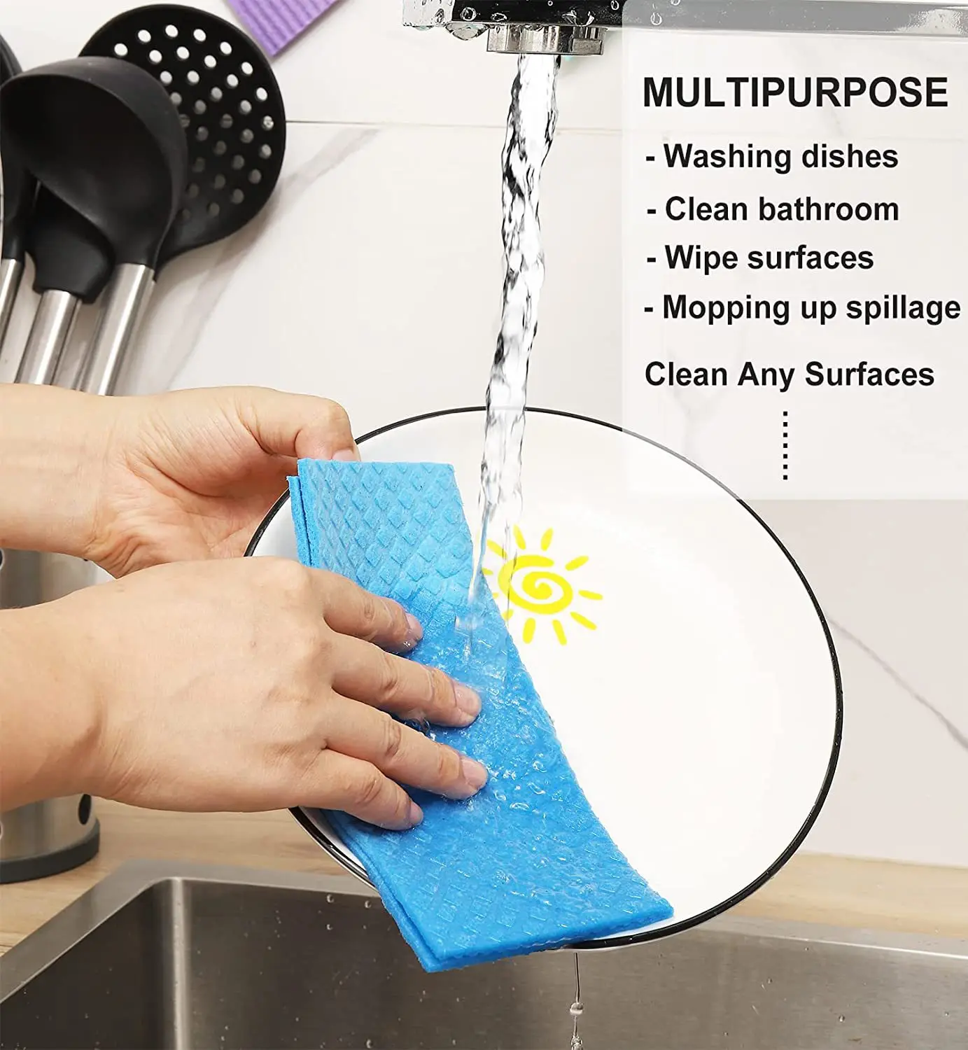 FF2893 Lint Free Kitchen Swedish Dishcloths Reusable Cleaning Rags Swedish Dish Cloth Super Absorbent Microfiber Cleaning Cloths