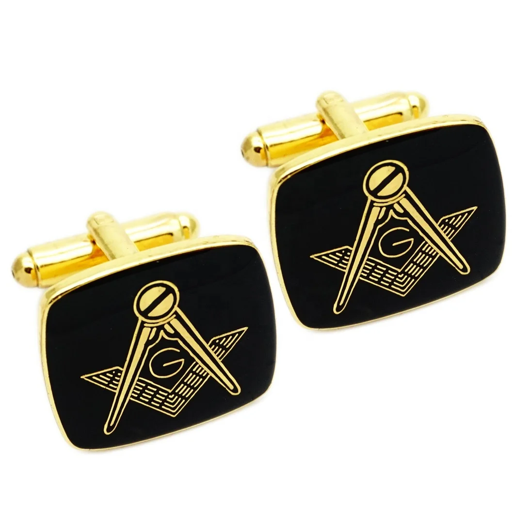 Заказные мужские пустые запонки, оптовая продажа от производителя, винтажные масонские роскошные запонки с логотипом, золотые металлические эмалированные запонки