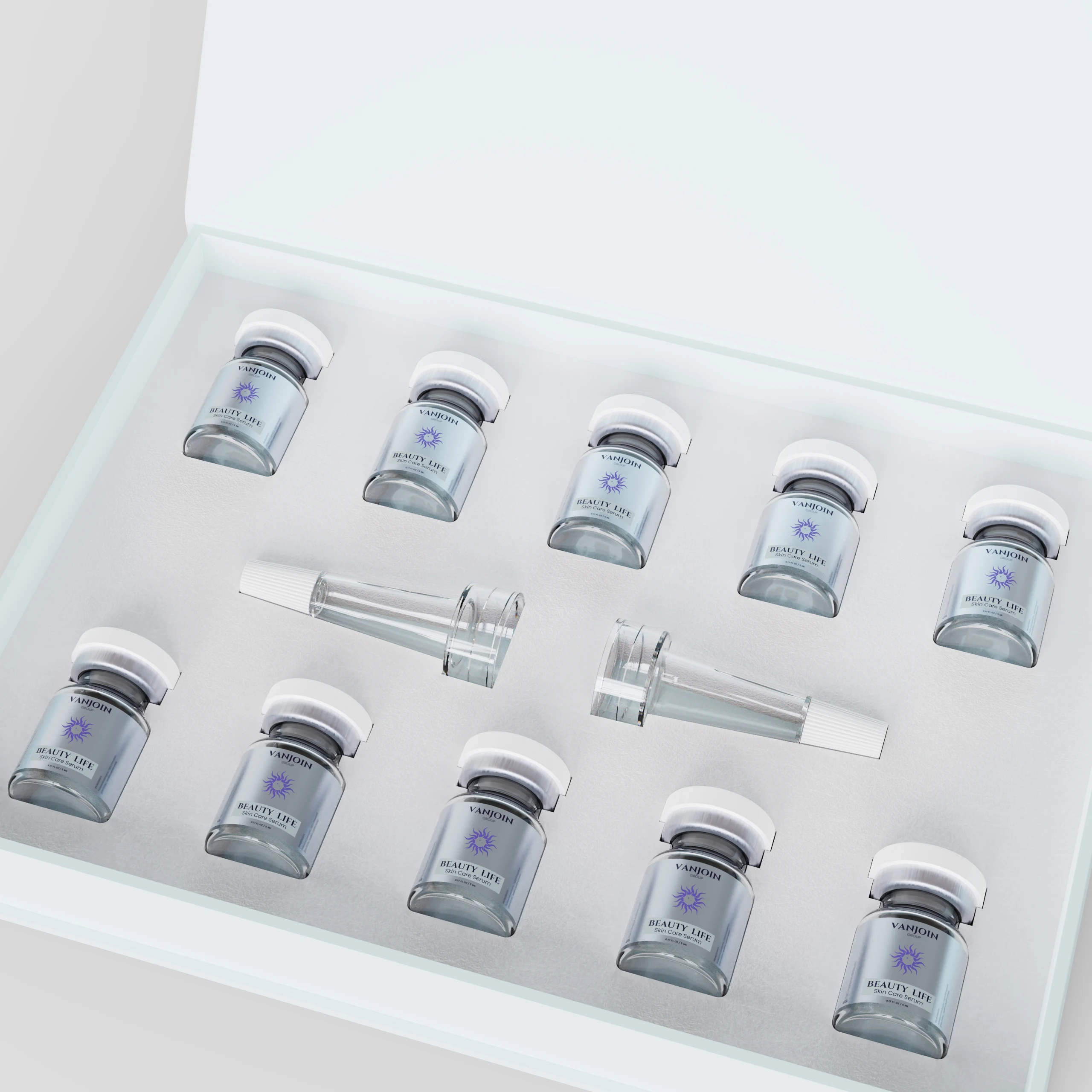 custom 10-pack 5ml empty glass vials high quality luxury 0.17oz skin care serum set with customized gift box packaging