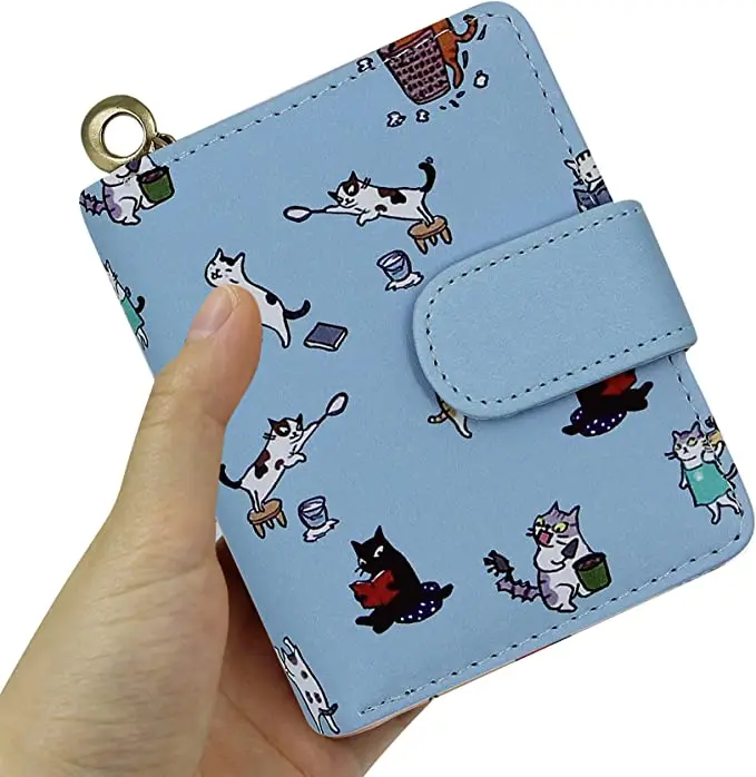 Girls Zipper Wallet Cute Cat Printed Purse Coin Card Holder