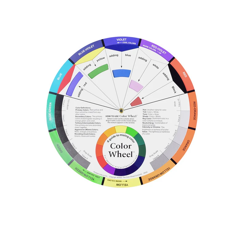 Wholesale tattoo ink paper card nail polish mixing color wheel template guide color wheel