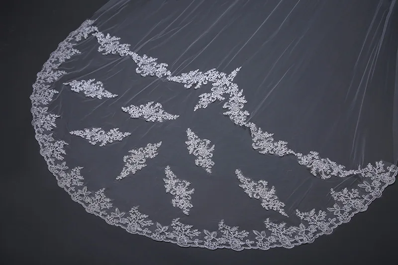 
2019 Bridal Accessories Veil Bride Use Wedding One Layer Soft Tulle Veil Creamy White Lace Bridal Veils 2019 