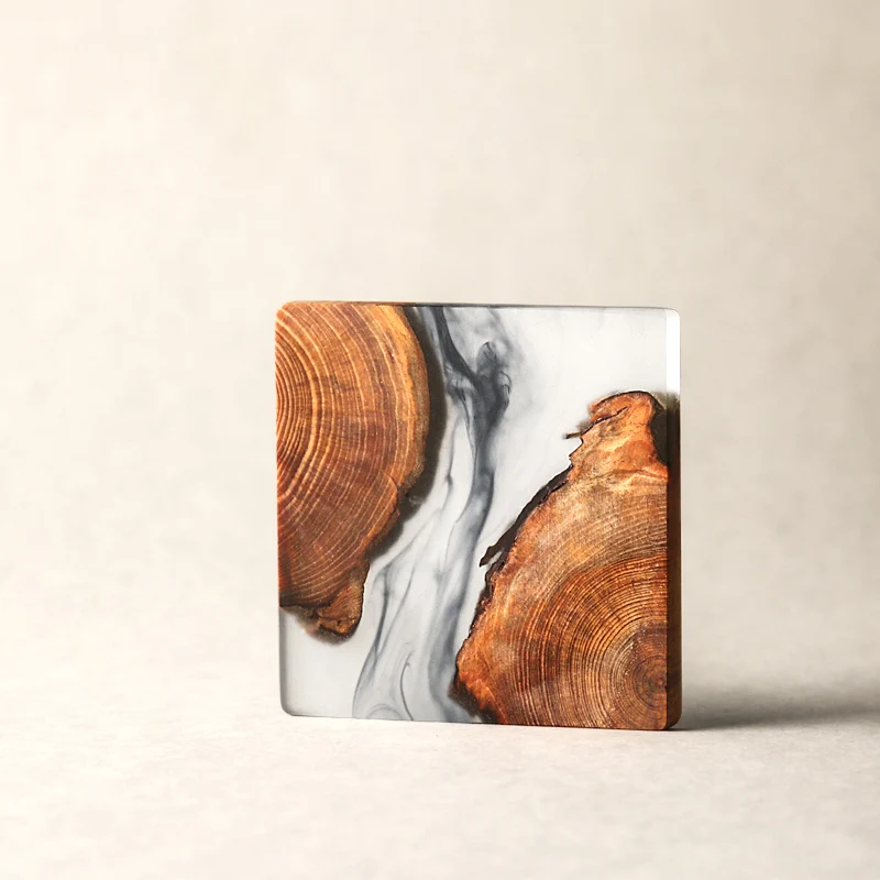 
Artist designs Japan style epoxy resin craft wooden coasters 