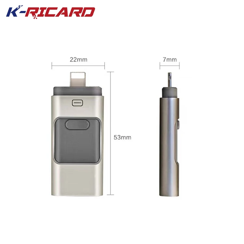 K-ricard 4 in 1 USB-C Flash Drive 512GB 256GB Push-pull Pendrive 128GB 64GB 32GB OTG USB2.0 Stick For Iphone