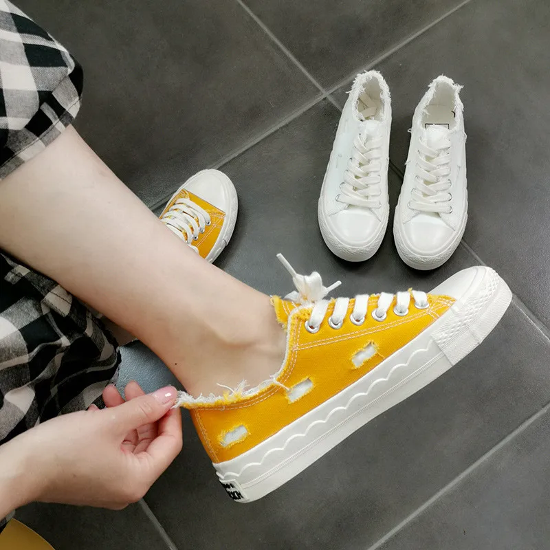 New Arrival Avocado Green Canvas Women Low-top Vulcanized Flat Student Shoes
