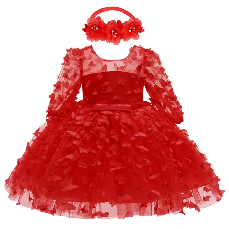 Toddler Baby Girls Summer Dresses Infant Princess 1 Year Birthday Party Dress Elegant Kids Girl Christmas Wedding Costume