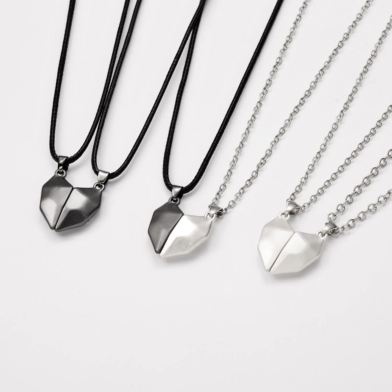 Fashion couple magnetic necklace, couples necklace pair half heart, romantic lover necklace jewelry