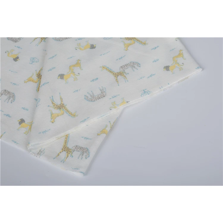 high quality custom Printed muslin knitted fabric 100% cotton for Neckline