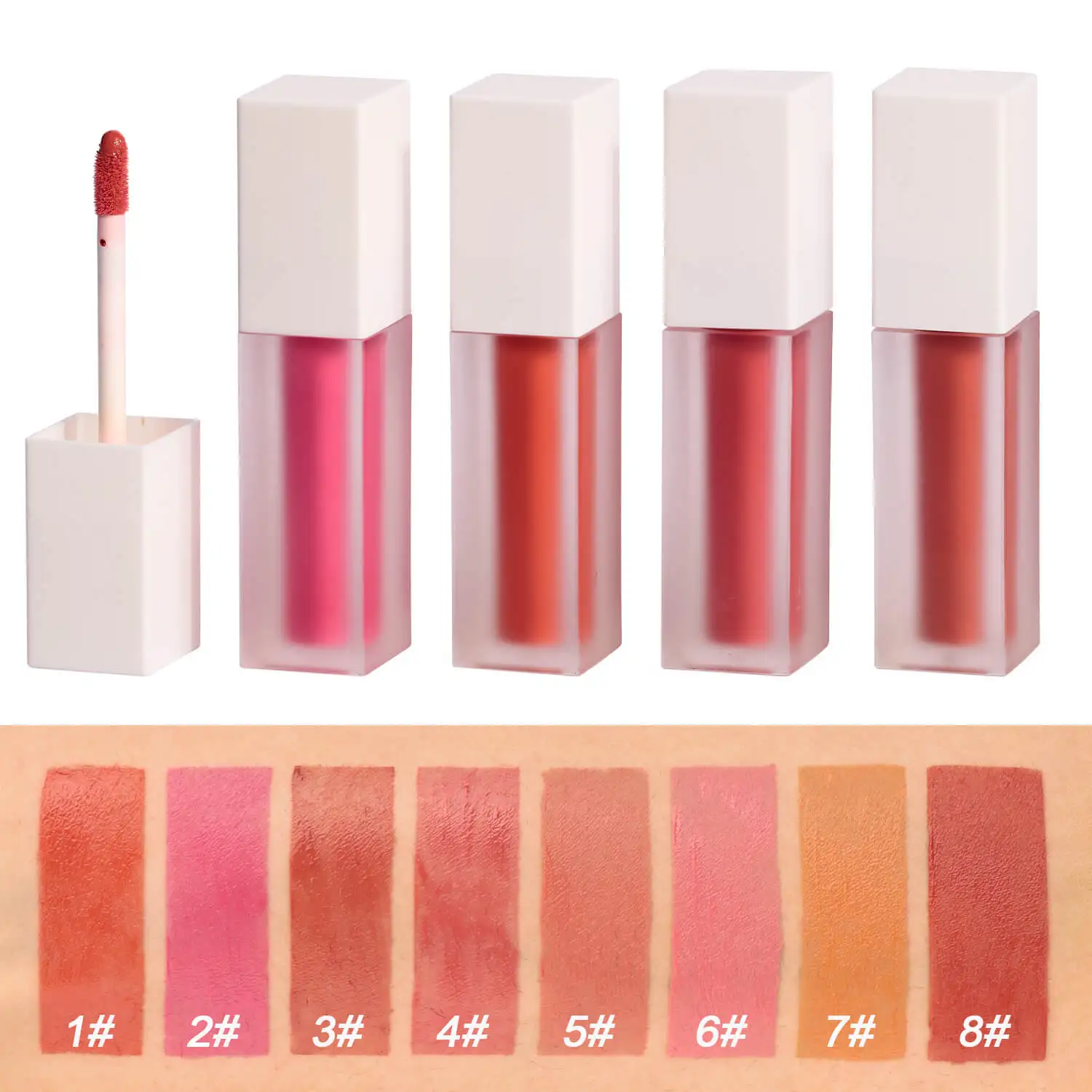 Custom 8 Colors Wholesale Vegan Rubor Makeup High Pigment Matte Waterproof Liquid Blusher Private Label Organic Liquid Blush