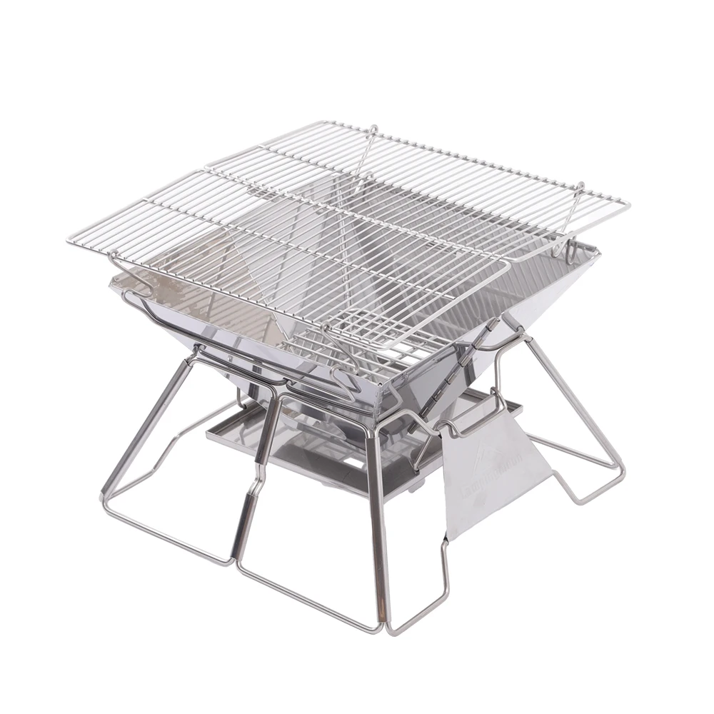 Picnic Charcoal Grills Barbecue Fire Pit Folding Stainless Steel Outdoor Party  BBQ Grill