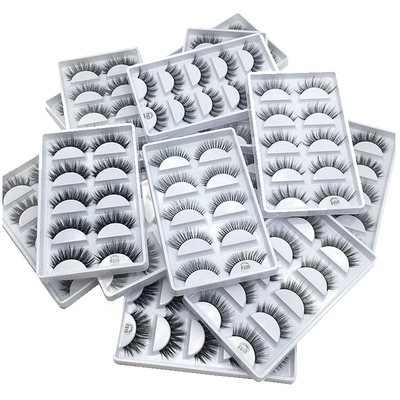 Factory Wholesale  Wispy Makeup Beauty Extension Tools Eye Lashes Natural false Eyelashes 5 Pairs 3D Mink Hair Eyelashes