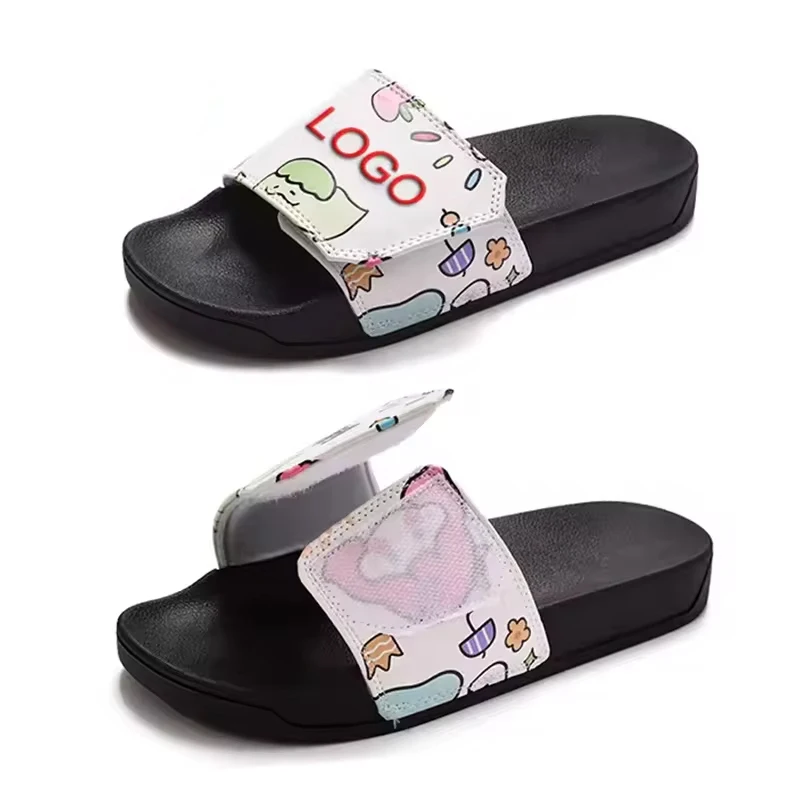 Custom Logo Sublimated Casual Slippers Winter Waterproof PU PVC Rubber Insole with Fur Upper Material Light Slides Sandals