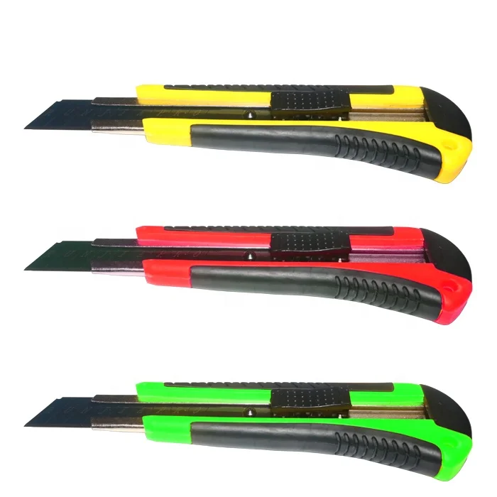 Snap off blade 18mm Auto lock utility knife retractable soft rubber handle cutter knife