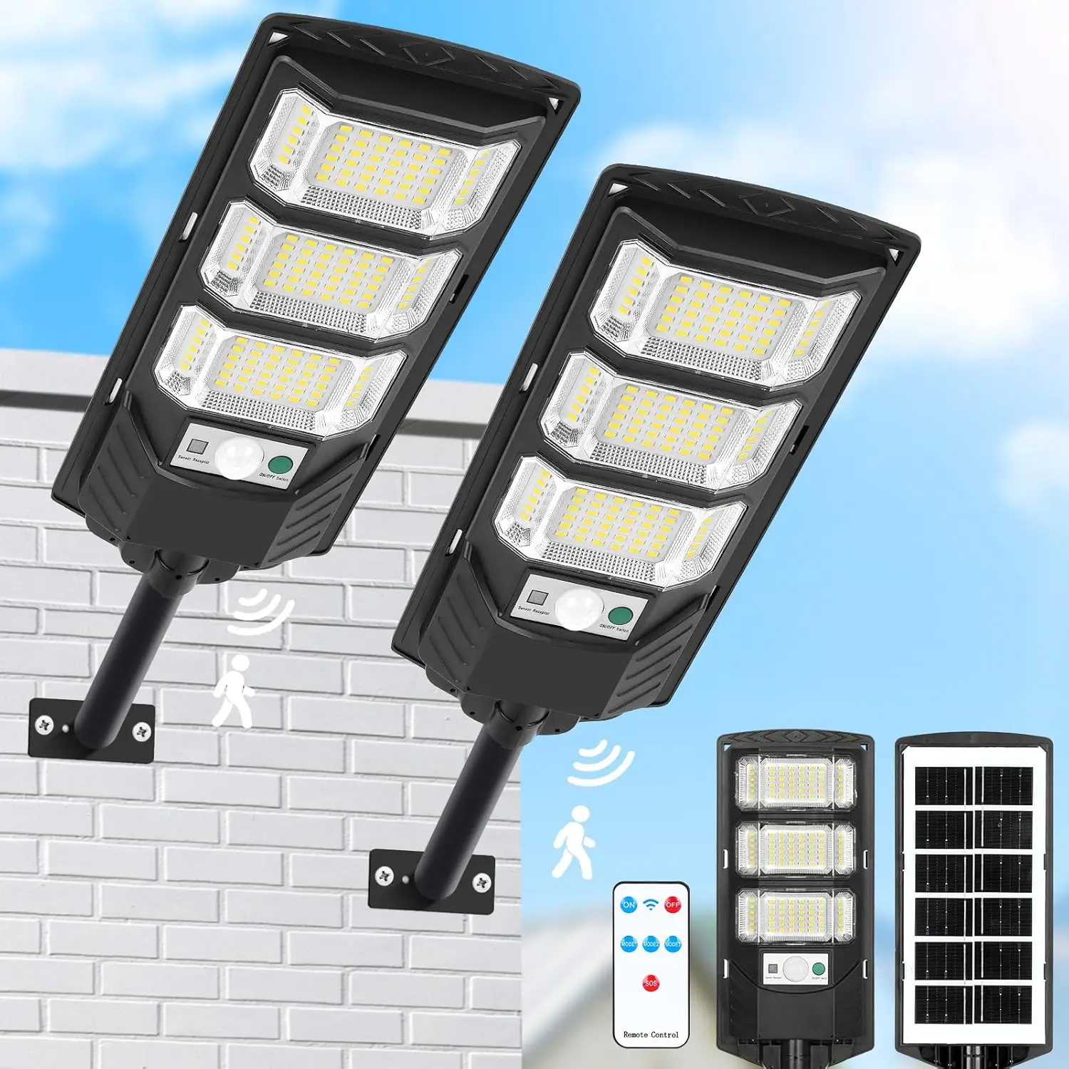 TSINYE High Brightness Remote Controlled Solar LED Street Decoration Light IP65 Waterproof with Motion Sensor for Outdoor Spaces