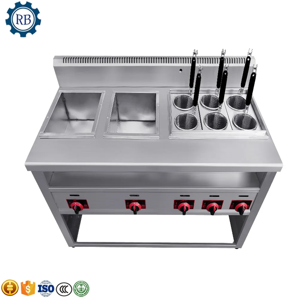 Gas Noodle Cooking Boiler Stove 6 Baskets Noodle Pasta Cooker For Kitchen Equipment