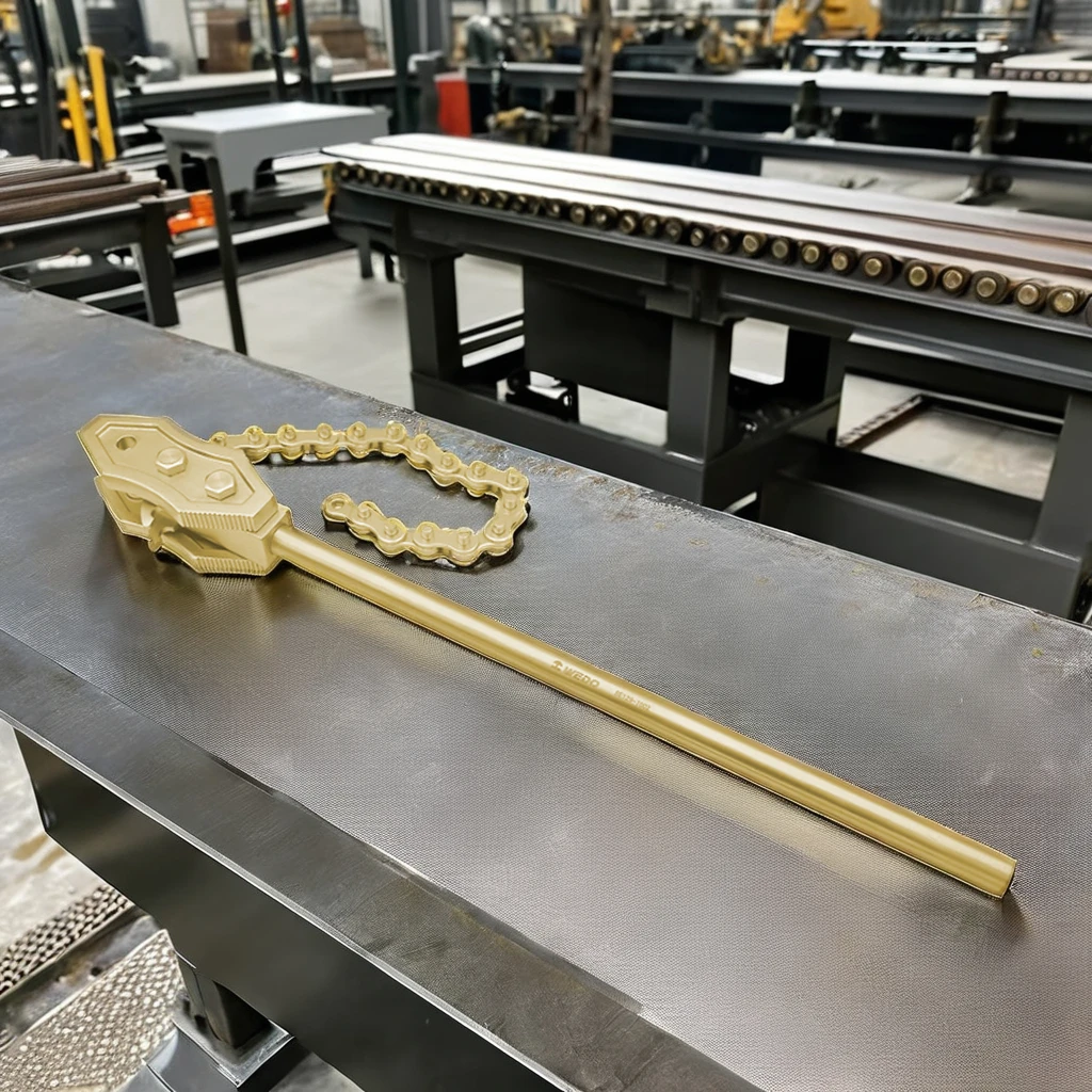 WEDO Manufacture 600mm Chain Pipe Wrench Non Sparking Aluminium Bronze Natural Finish Packed in Carton Box