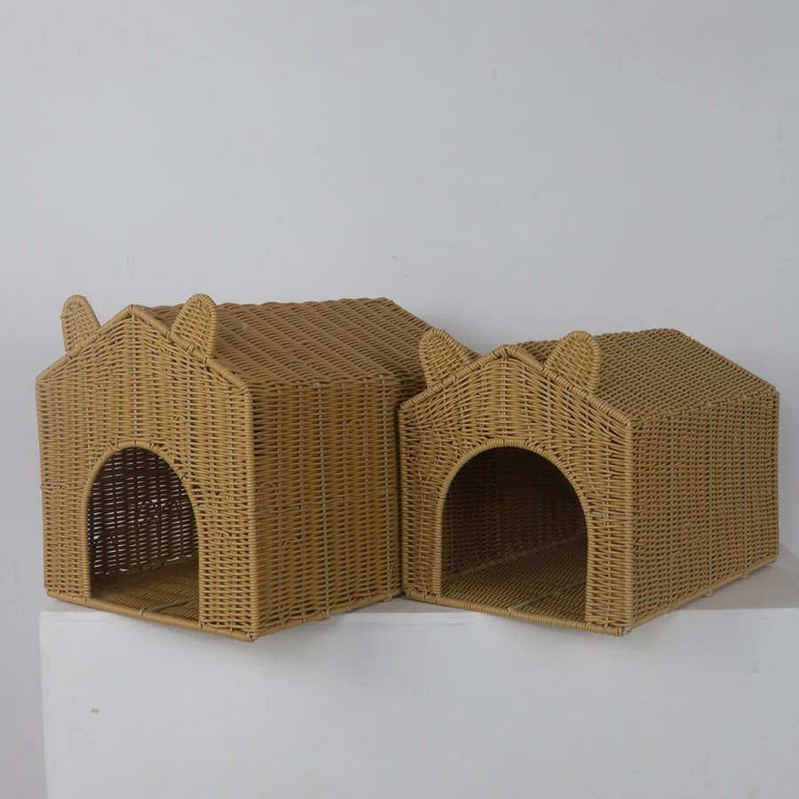 Factory wholesale hand-woven rattan four seasons general outdoor waterproof cat house