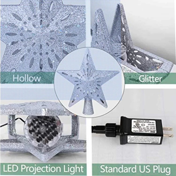 2019 New Design LED christmas trees topper lights with 3D flashing star