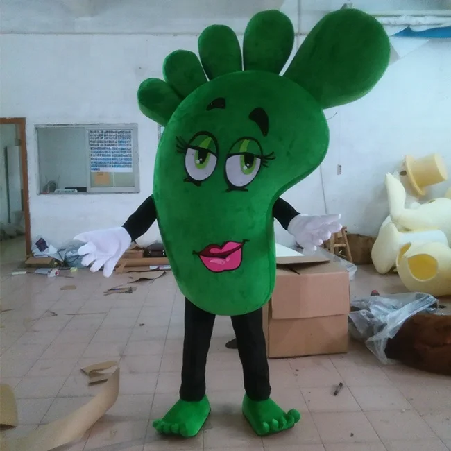 Funtoys  hot selling CE Green feet mascot costume adults cartoon feet mascot costumes  suit cosplay dress for party