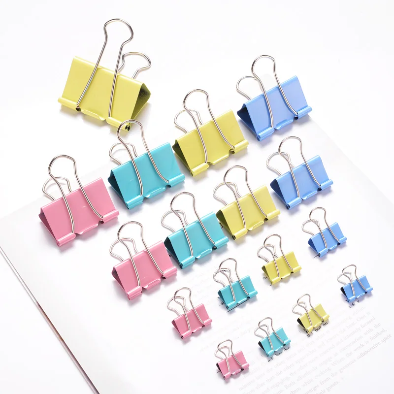 Hot Selling Medium Binder for Teachers School Office and Business 24 Pieces Barrel 32mm Metal Clips Multi-Color Binding Clips