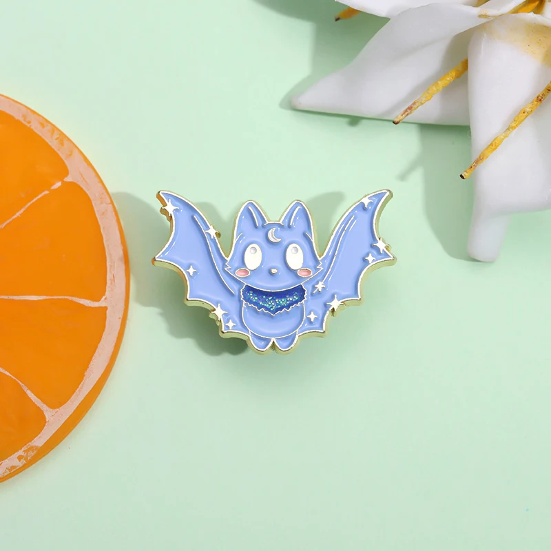 Cartoon Bat Fox Enamel Pin Badge Jewelry Metal Brooch Lapel Clothes Shirt Hat Backpack Accessories Custom Friends Gift Halloween