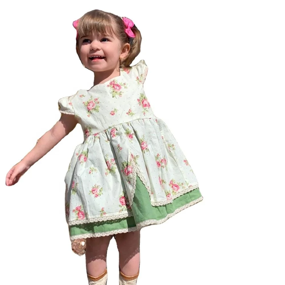 Jannybb Design Boutique  Green Linen Dress Autumn Floral Dress Two layers Dress