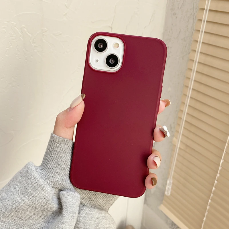 Soft Rubber Candy Frosted texture phone case Silicone tpu big hole material For Iphone 11 12 13 14 Case