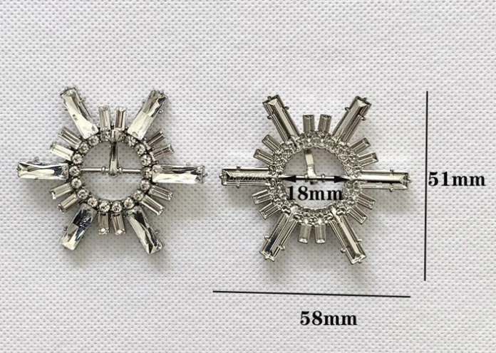 Silver Color Bling Crystal Glass And Diamond Metal Shoe Buckle For Women Shoe