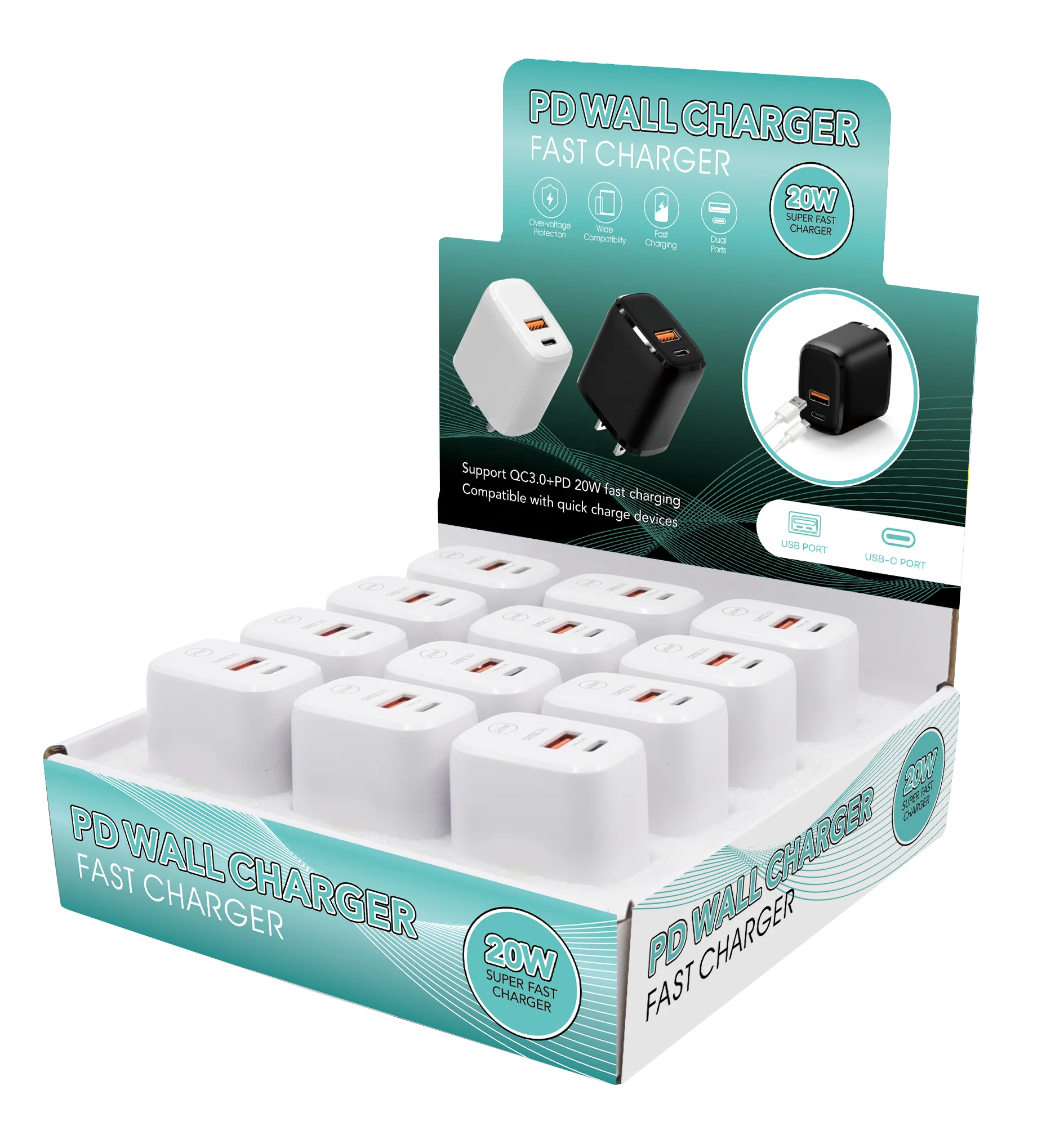 Wholesale 20W Super Fast Travel Charger Type C Power Adapter & QC3.0 18W Dual Port Multi Phone Charger For iPhone Pd Charger