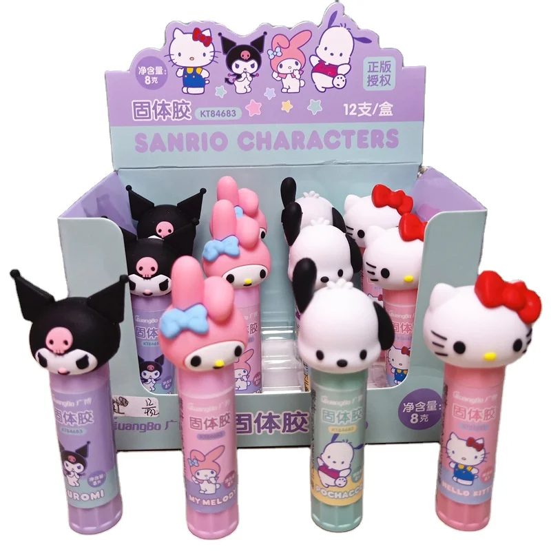 Student Stationery solid gum, Mini KT glue stick, Anime melody kuromi glue stick for girls