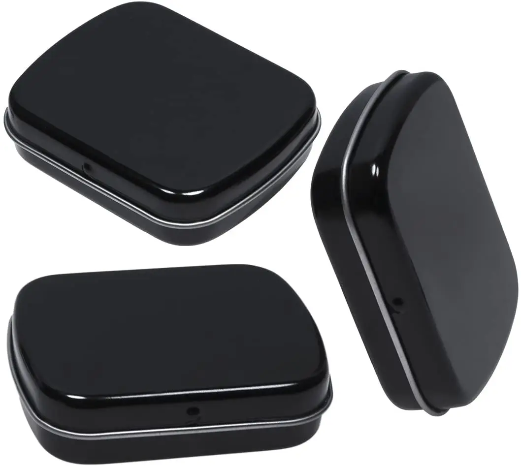 Empty hinged metal mint tin can small sweet candy tin box