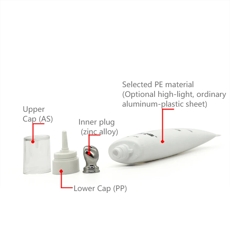 25mm Oval Zinc Alloy Combination Cap Tube with 5mm Opening for Primers and Eye Creams Front and Back Filling