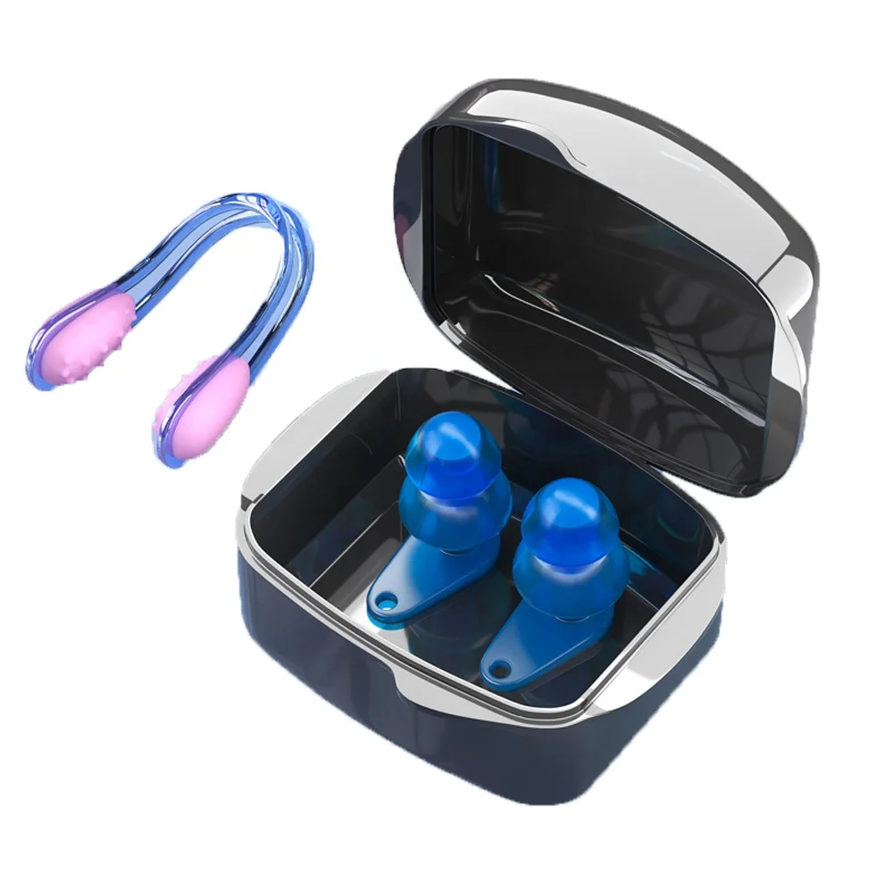Reusable Kid Silicone Ear Plug Waterproof Comfortable Noise Reduction Earplug For Surfing Swimming With Nose Clip