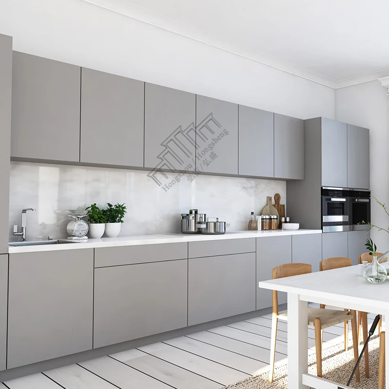 OEM Cabinetry производитель недорогих кухонных шкафов из меламина/домашних животных индивидуальные безрамные современные кухонные шкафы для квартиры