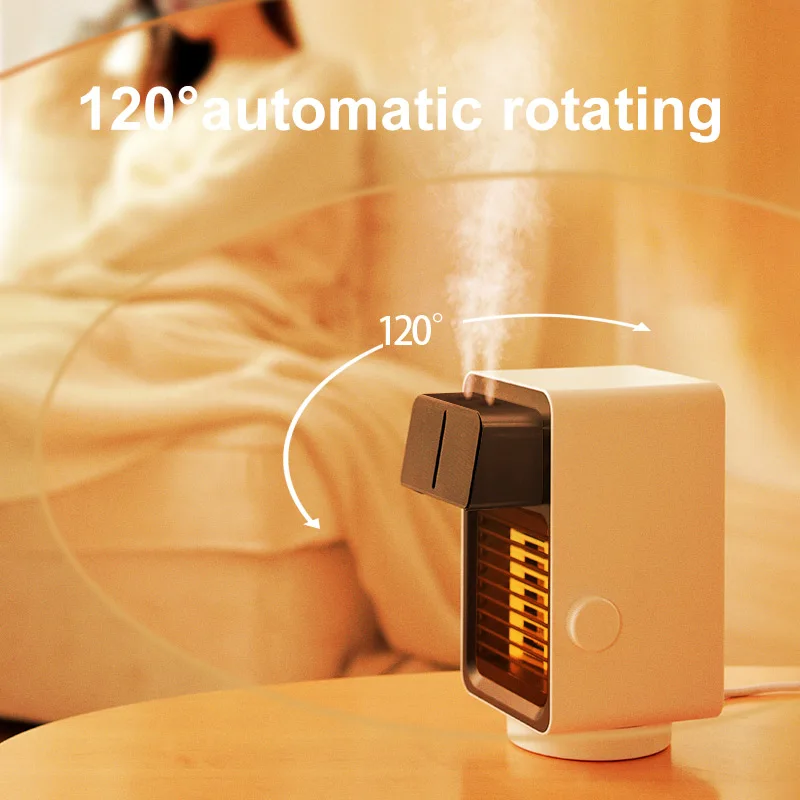 Multifunction 2 In 1 Electric 1300W 3 Speeds Adjustable Dual Spray Humidifier 120 Degree Shaking Head Warmer Fan Heater