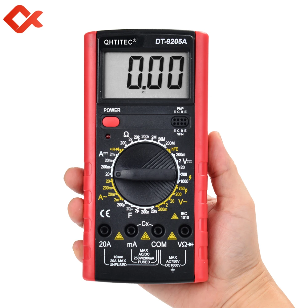  Мультиметр QHTITEC DT9205 профессиональный измеритель переменного/постоянного тока напряжения сопротивления емкости HFE