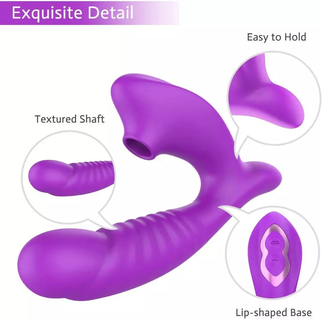 Clitoral Sucking Vibrator G Spot Clit Dildo Vibrators Waterproof Rechargeable Clitoris Stimulator with 10 Suction and Vibration