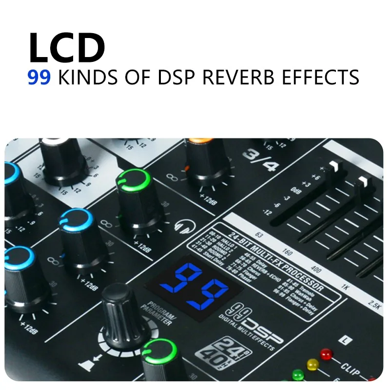 VP6 Professional audio sound mixer multiple effects DSP Blueteath recording studio DJ mixing