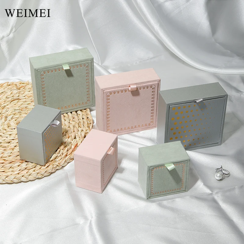 WEIMEI special paper jewelry wooden box polka dot clamshell ring gift box Ring necklace earring box