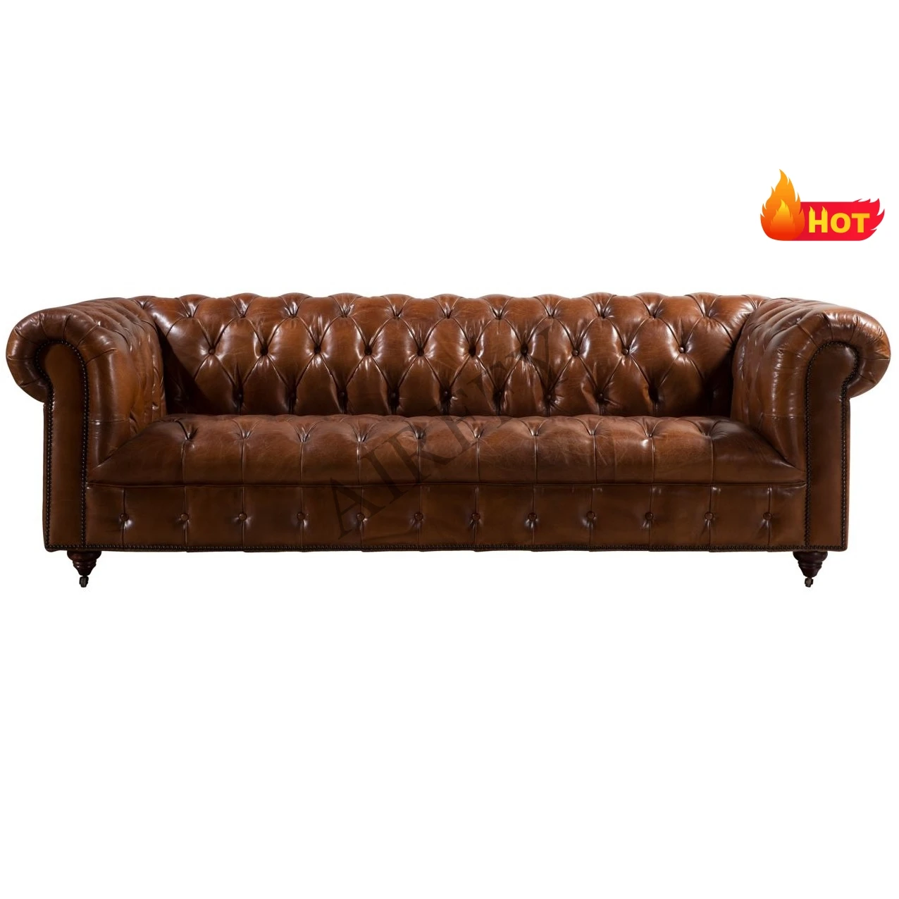 AIRFFY OEM/ODM factory wholesale vintage leather sofa set living room furniture chesterfield sofa genuine leather