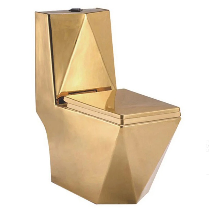 Luxury Sanitary Ware Gold Color Washdown Ceramic One Piece Toilet Bathroom