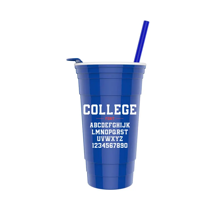 Pp cup Wholesale BPA Free hot sale personalized custom printed reusable Beer coffee drinking pp party plastic cup with lid