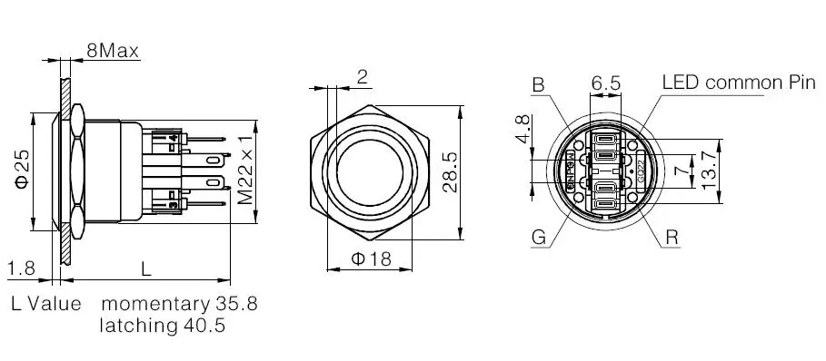 ONPOW 22mmrgb Цвет Большой кнопочный трехцветный светодиодный GQ22-11E/RGB/S,IP65 из водонепроницаемого материала сертификат Европейского соответствия, сертификат независимого Испытательного и сертификационного по ограничению на использование опасных мате