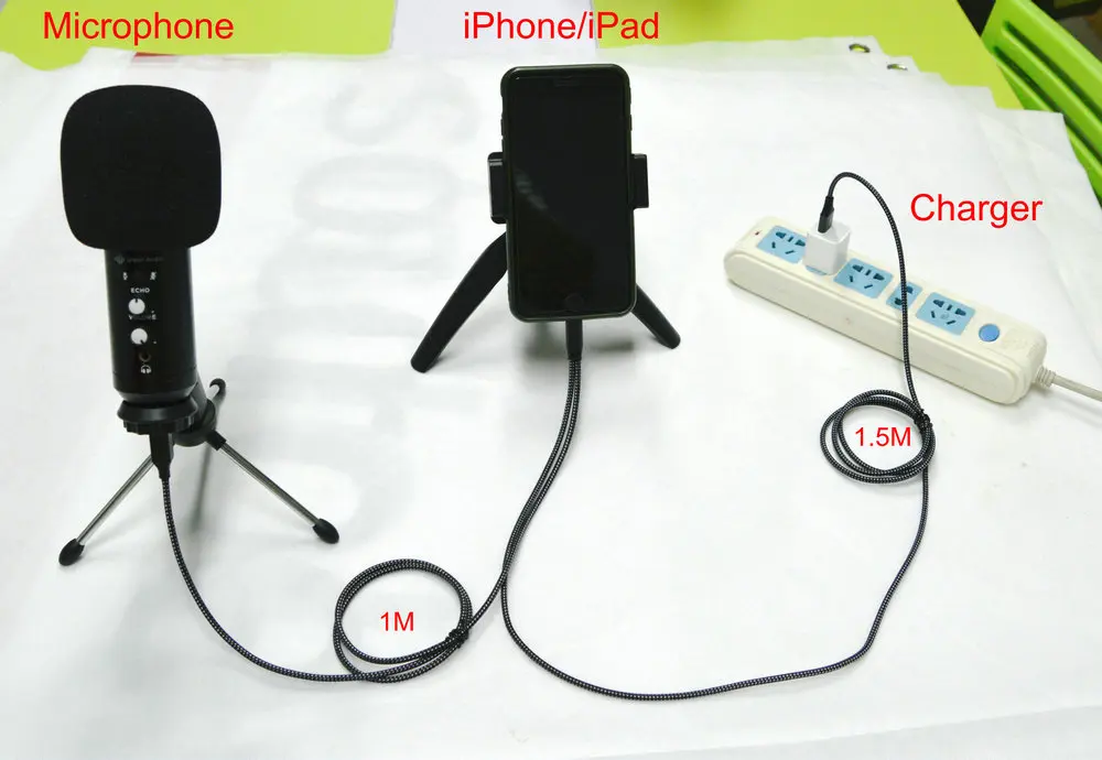 desktop condenser microphone with 3-legged adjustable stand