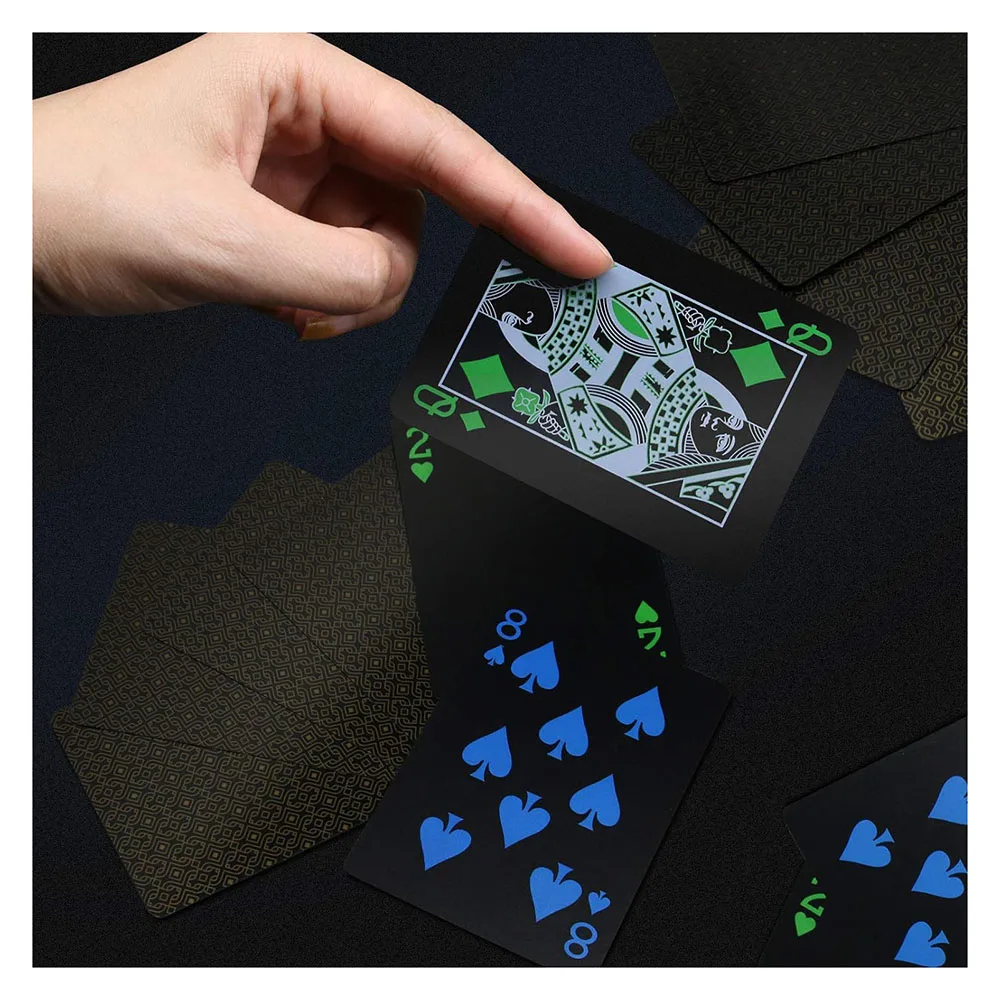 Premium Plastic Waterproof Black Playing Poker Cards Professional Luxury Deck of Cards for Adults