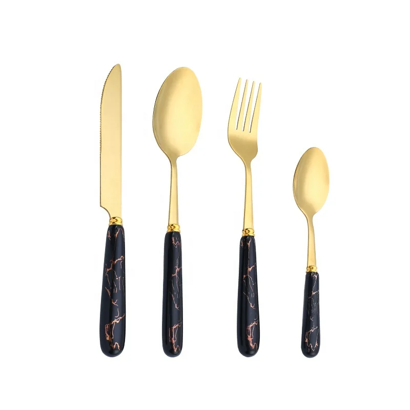 4-Piece Cutlery Set Mirror Polished Stainless Steel Cutlery With Ceramic Handles Cutlery Set